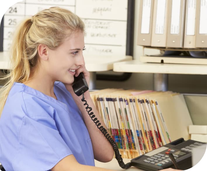 nurse talking on the phone