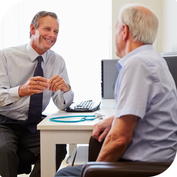 patient talking with a doctor